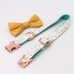 Eis-Design, personalisiertes Hundehalsband- und Leinenset mit Fliege/Blümchen, kostenlose Gravur Name und Telefonnummer für Hunde/Katzen
